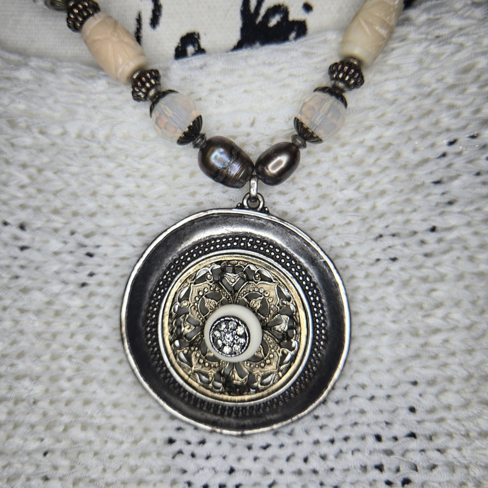 Chico's Silver and Cream Pendant Necklace - Picture 9 of 9